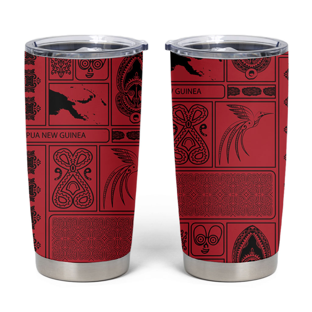 Papua New Guinea Heritage Motif Tumbler Cup Red Version LT05 Red - Polynesian Pride