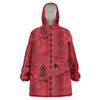 Papua New Guinea Heritage Motif Wearable Blanket Hoodie Red Version LT05 One Size Red - Polynesian Pride