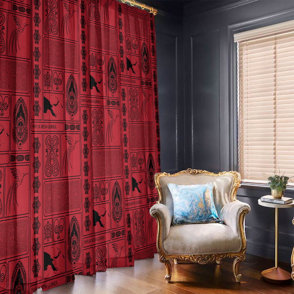 Papua New Guinea Heritage Motif Window Curtain Red Version LT05 - Polynesian Pride