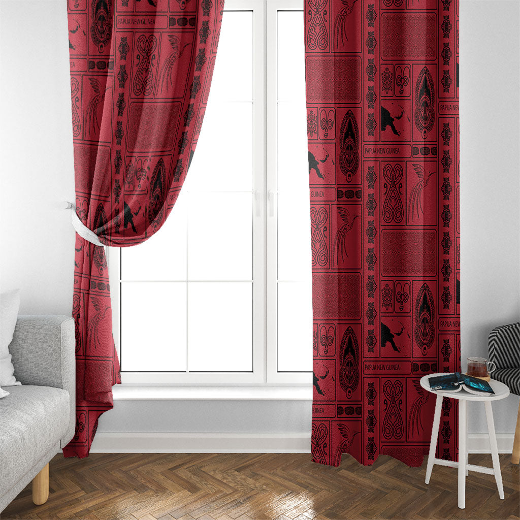Papua New Guinea Heritage Motif Window Curtain Red Version LT05 - Polynesian Pride
