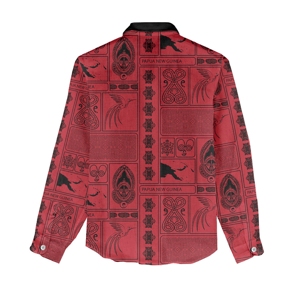 Papua New Guinea Heritage Motif Women Casual Shirt Red Version LT05 - Polynesian Pride