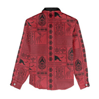 Papua New Guinea Heritage Motif Women Casual Shirt Red Version LT05 - Polynesian Pride