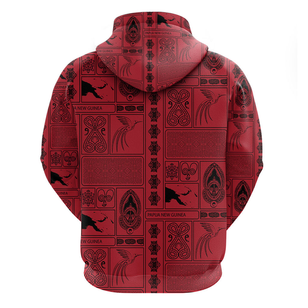 Papua New Guinea Heritage Motif Zip Hoodie Red Version LT05 - Polynesian Pride