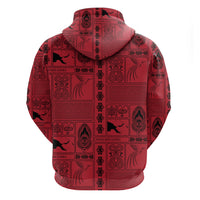 Papua New Guinea Heritage Motif Zip Hoodie Red Version LT05 - Polynesian Pride