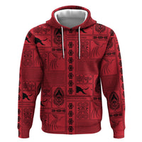 Papua New Guinea Heritage Motif Zip Hoodie Red Version LT05 Pullover Hoodie Red - Polynesian Pride