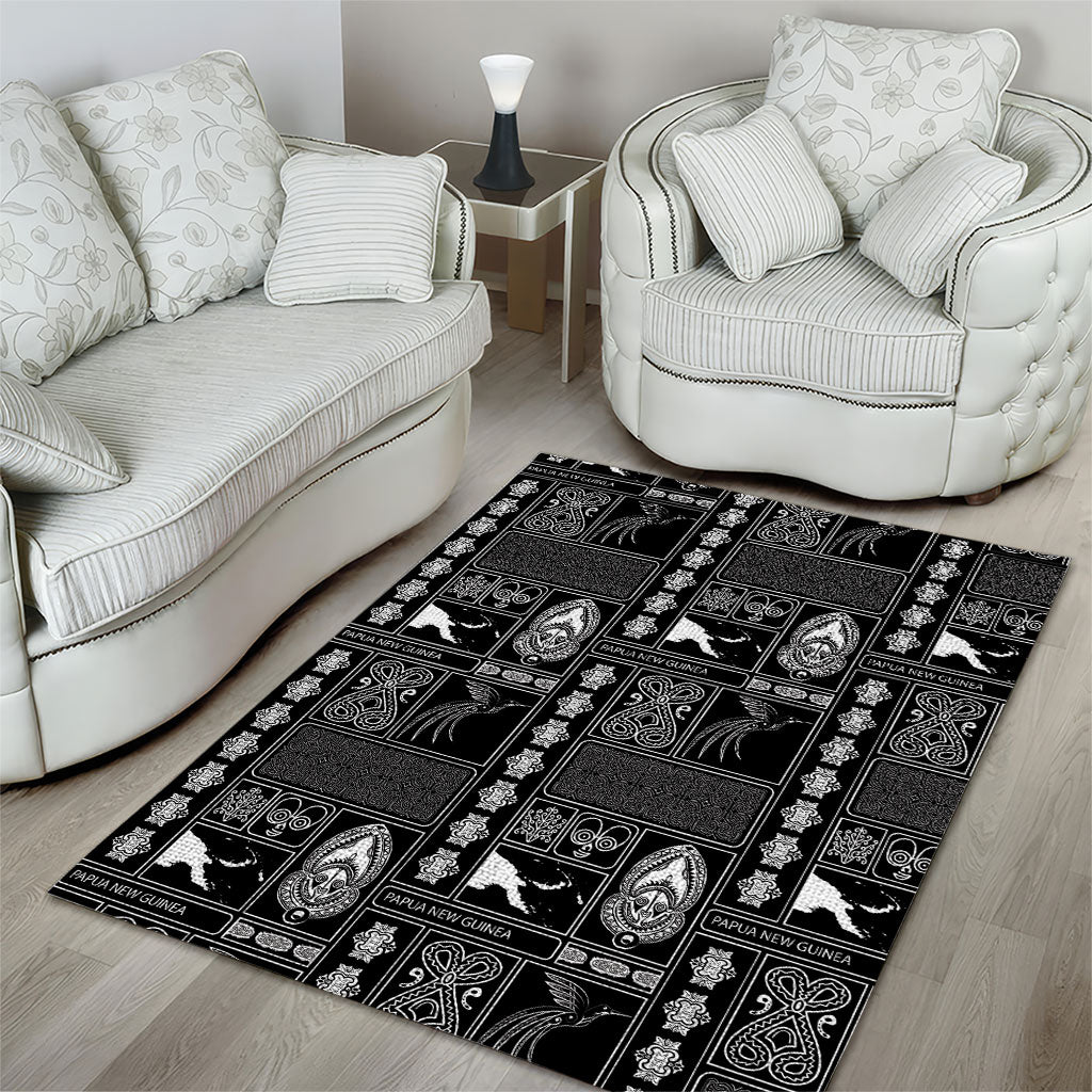 Papua New Guinea Heritage Motif Area Rug Black Version LT05 - Polynesian Pride