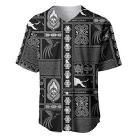 Papua New Guinea Heritage Motif Baseball Jersey Black Version LT05 Black - Polynesian Pride