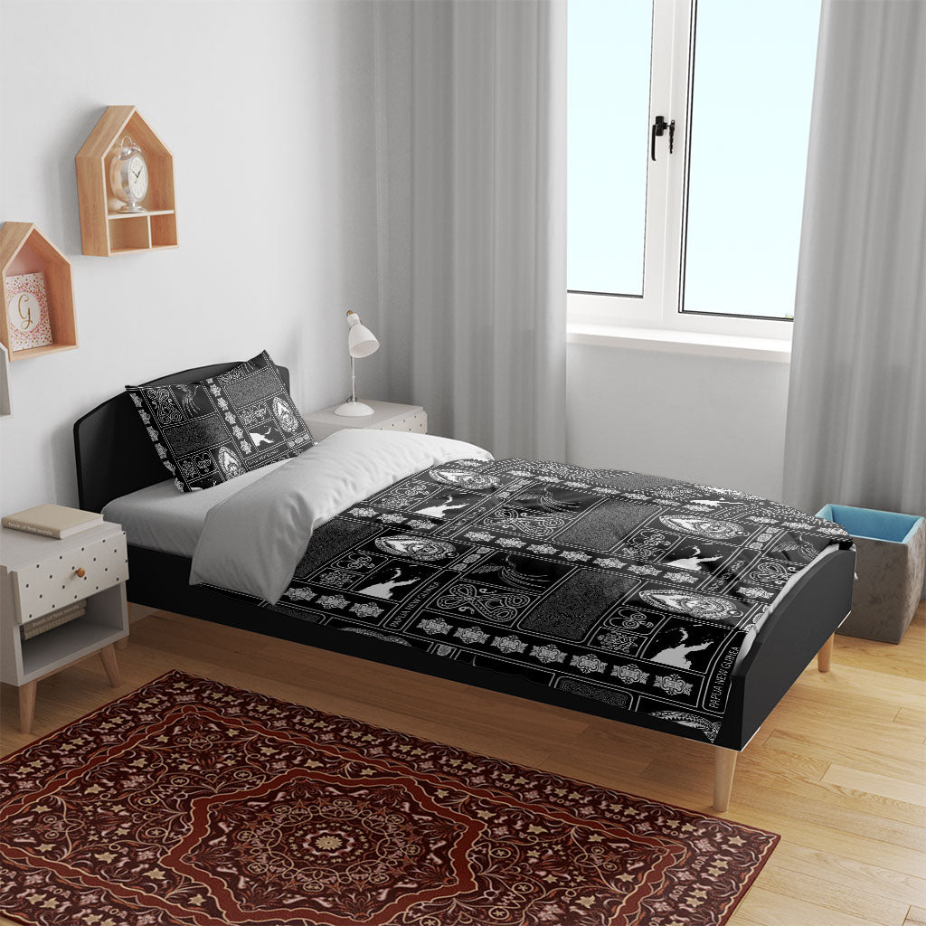 Papua New Guinea Heritage Motif Bedding Set Black Version LT05 - Polynesian Pride