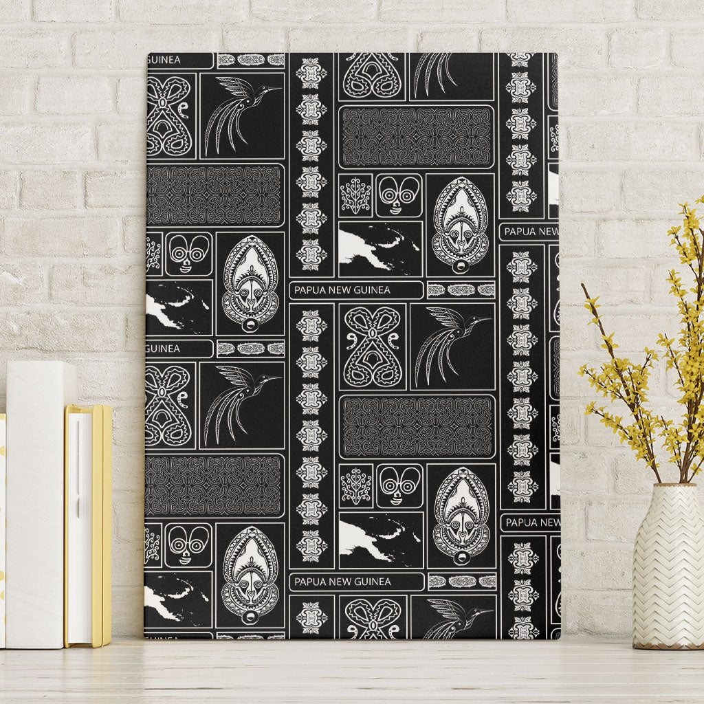 Papua New Guinea Heritage Motif Canvas Wall Art Black Version LT05 Without Frame Black - Polynesian Pride