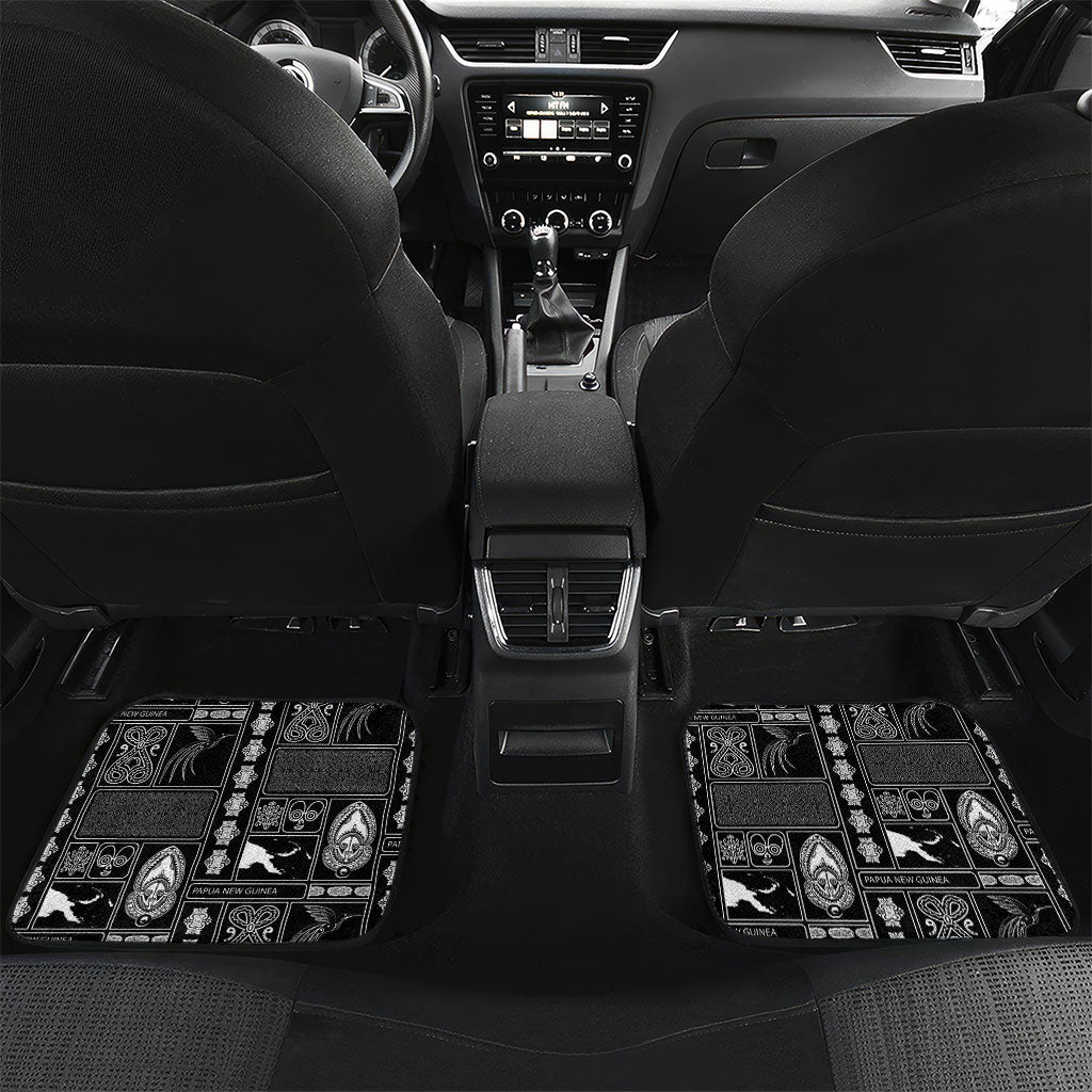 Papua New Guinea Heritage Motif Car Mats Black Version LT05 Set 2pcs - Back Black - Polynesian Pride