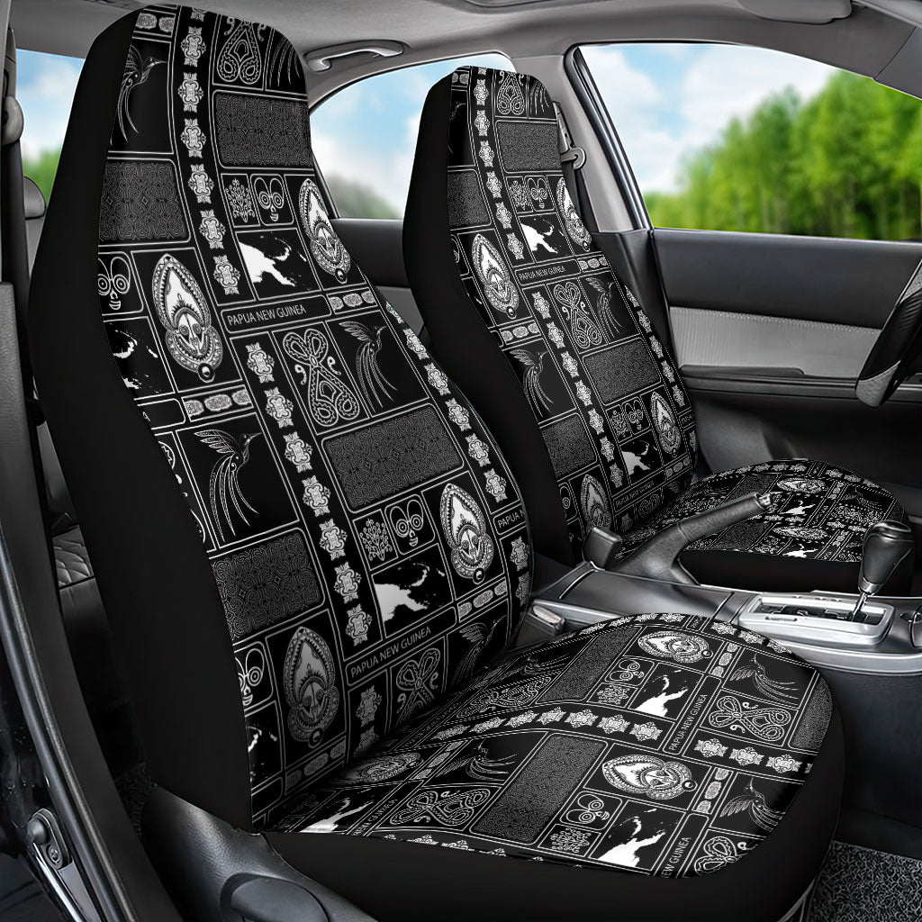 Papua New Guinea Heritage Motif Car Seat Cover Black Version LT05 - Polynesian Pride