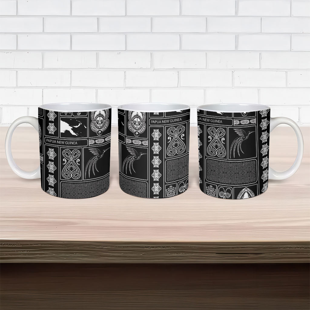 Papua New Guinea Heritage Motif Ceramic Mug Black Version LT05 - Polynesian Pride