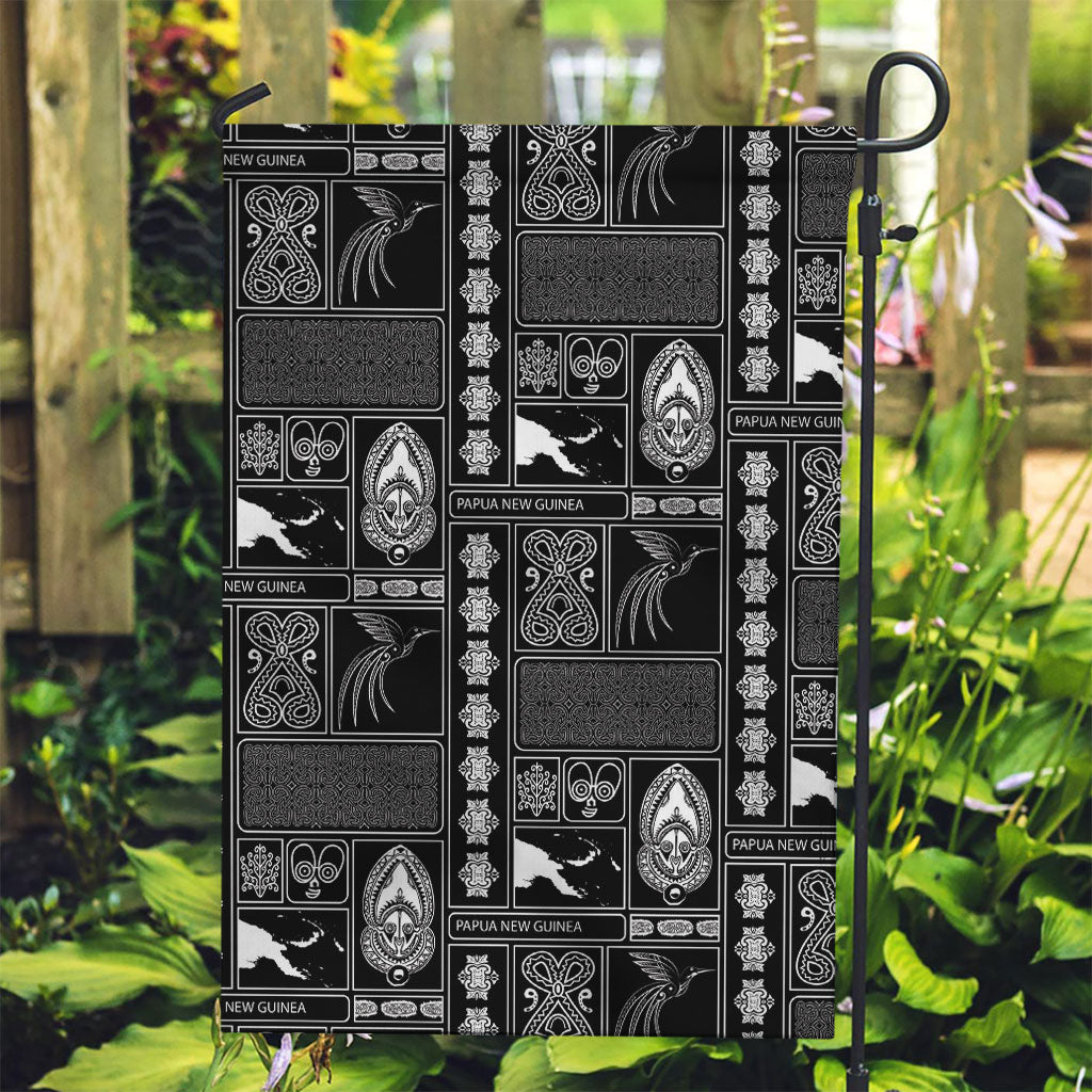 Papua New Guinea Heritage Motif Garden Flag Black Version LT05 Garden Flag Black - Polynesian Pride
