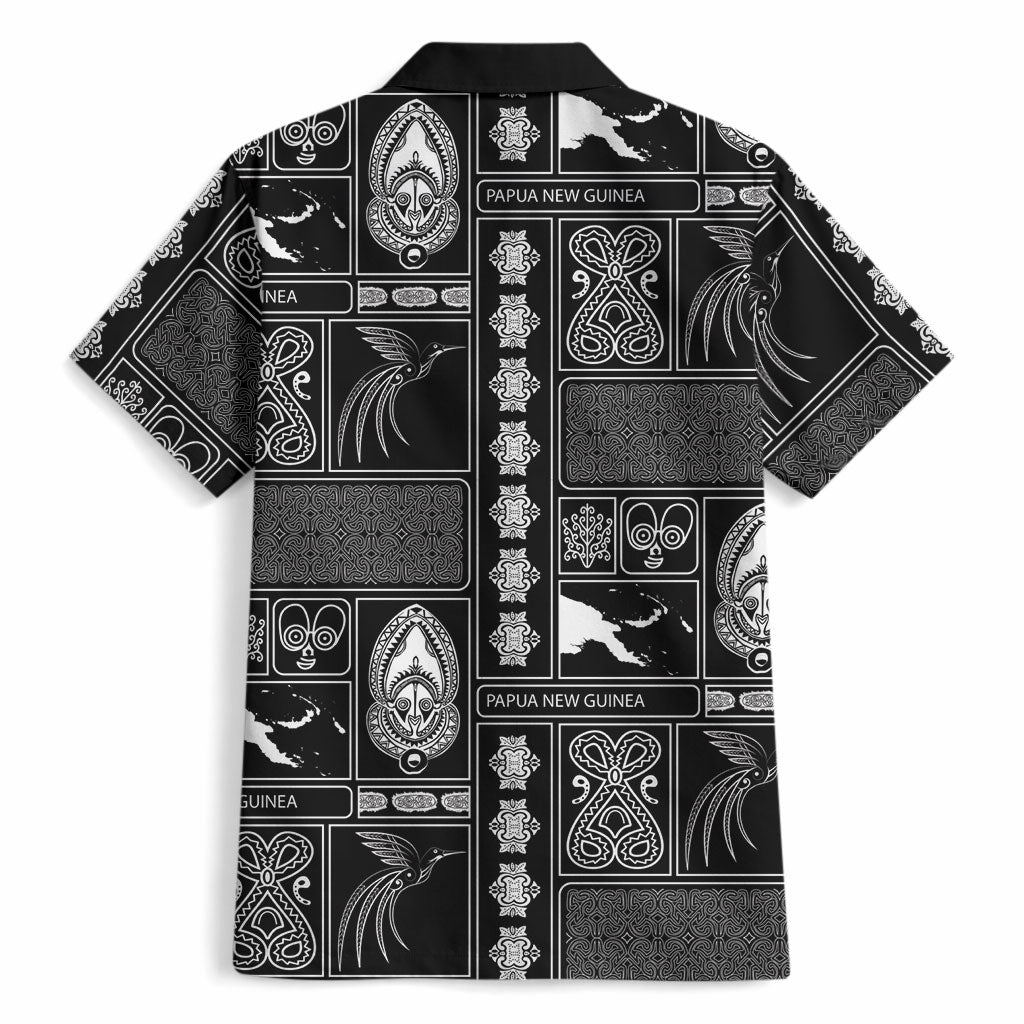 Papua New Guinea Heritage Motif Hawaiian Shirt Black Version LT05 - Polynesian Pride