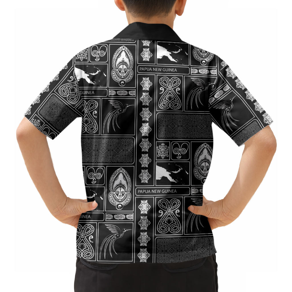 Papua New Guinea Heritage Motif Hawaiian Shirt Black Version LT05 - Polynesian Pride