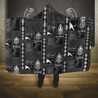 Papua New Guinea Heritage Motif Hooded Blanket Black Version LT05 - Polynesian Pride