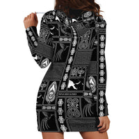 Papua New Guinea Heritage Motif Hoodie Dress Black Version LT05 - Polynesian Pride