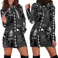 Papua New Guinea Heritage Motif Hoodie Dress Black Version LT05 - Polynesian Pride