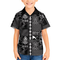 Papua New Guinea Heritage Motif Kid Hawaiian Shirt Black Version LT05 Kid Black - Polynesian Pride