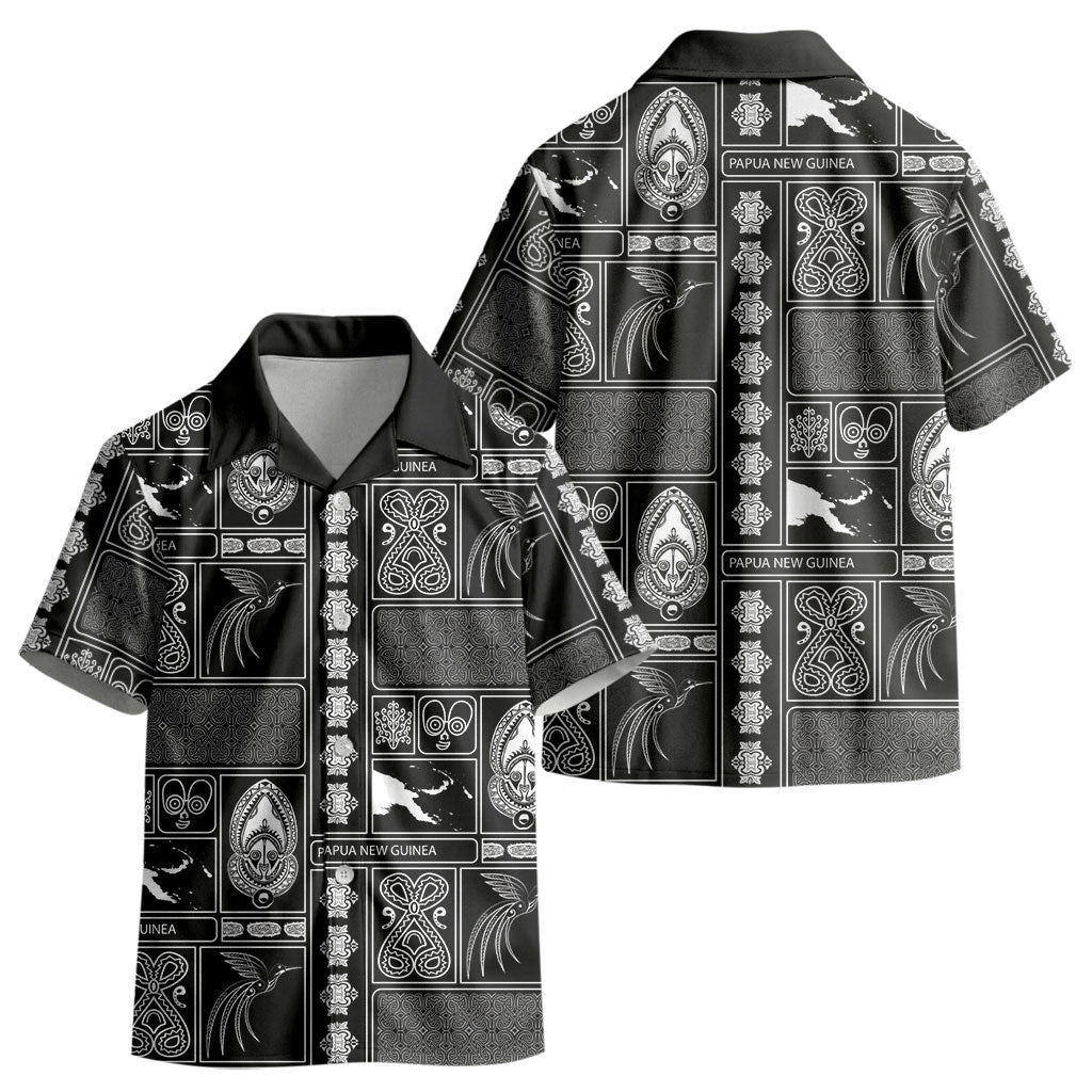 Papua New Guinea Heritage Motif Kid Hawaiian Shirt Black Version LT05 - Polynesian Pride