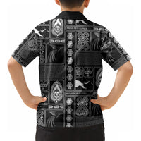 Papua New Guinea Heritage Motif Kid Hawaiian Shirt Black Version LT05 - Polynesian Pride