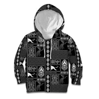 Papua New Guinea Heritage Motif Kid Hoodie Black Version LT05 Hoodie Black - Polynesian Pride