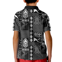 Papua New Guinea Heritage Motif Kid Polo Shirt Black Version LT05 - Polynesian Pride