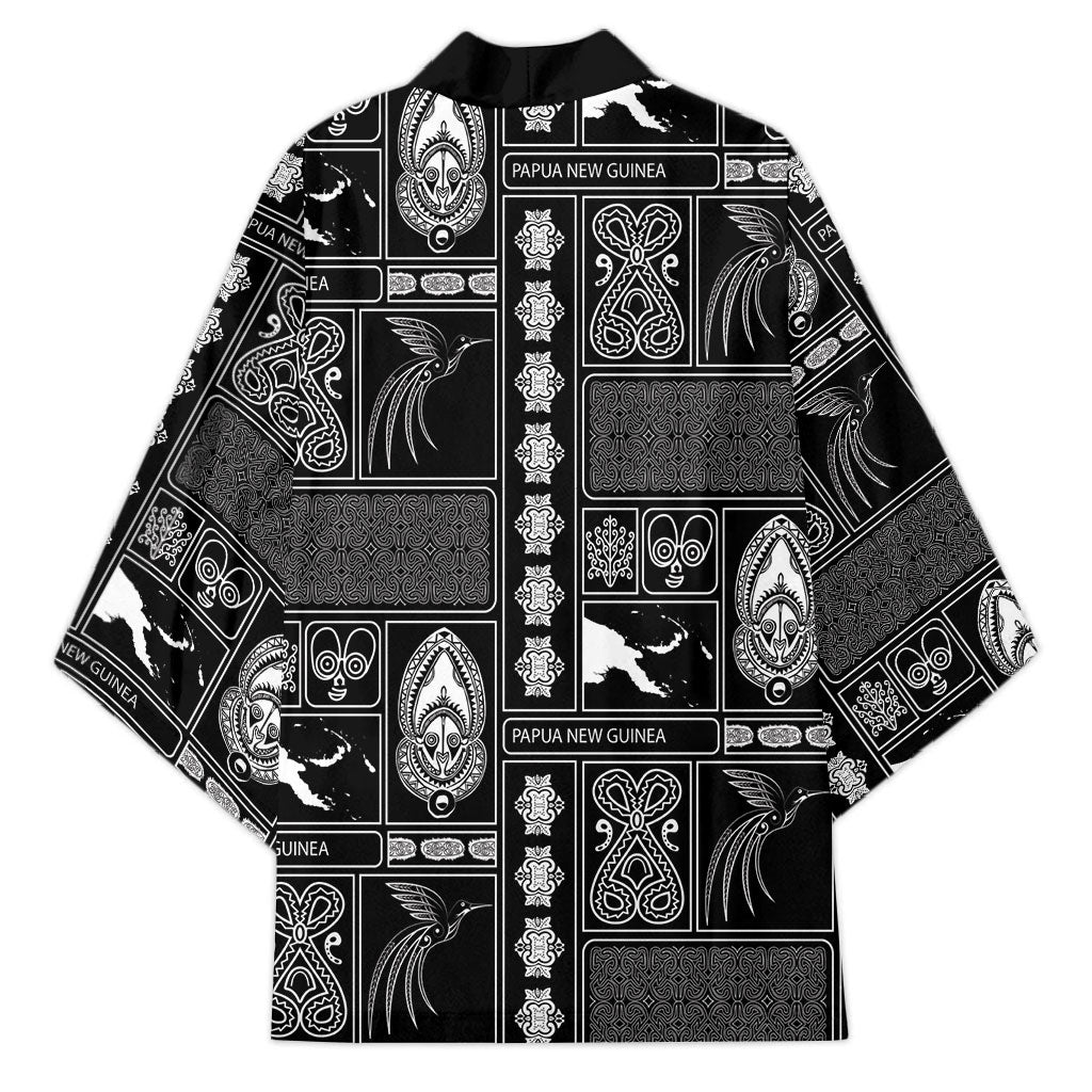 Papua New Guinea Heritage Motif Kimono Black Version LT05 - Polynesian Pride