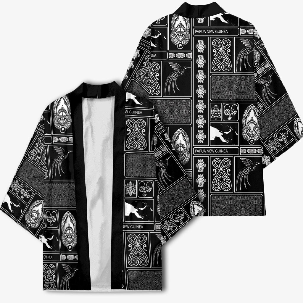 Papua New Guinea Heritage Motif Kimono Black Version LT05 - Polynesian Pride