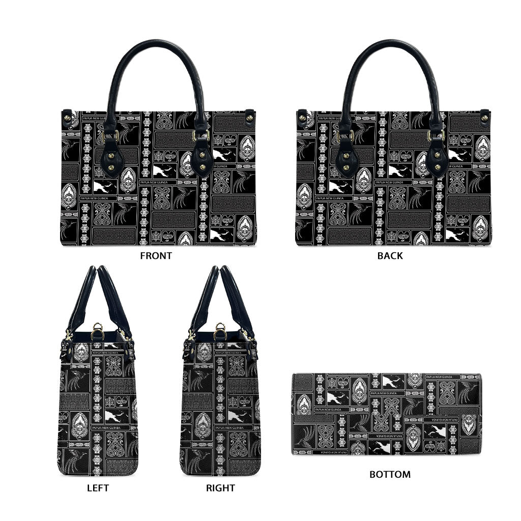 Papua New Guinea Heritage Motif Leather Bag Black Version LT05 - Polynesian Pride