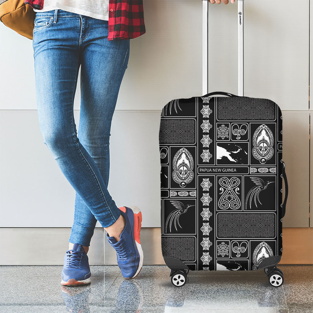 Papua New Guinea Heritage Motif Luggage Cover Black Version LT05 - Polynesian Pride