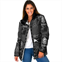 Papua New Guinea Heritage Motif Padded Jacket Black Version LT05 Women Black - Polynesian Pride