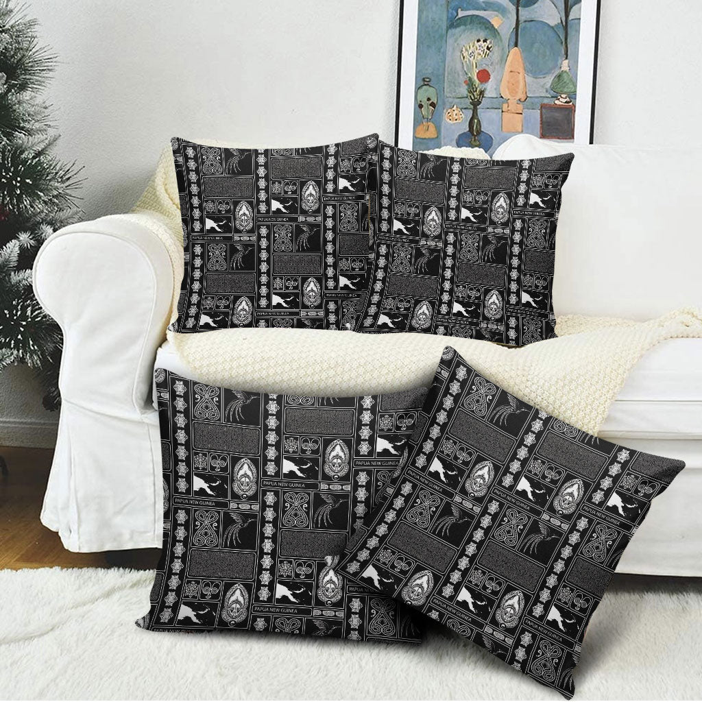 Papua New Guinea Heritage Motif Pillow Cover Black Version LT05 - Polynesian Pride