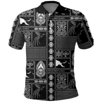 Papua New Guinea Heritage Motif Polo Shirt Black Version LT05 Black - Polynesian Pride