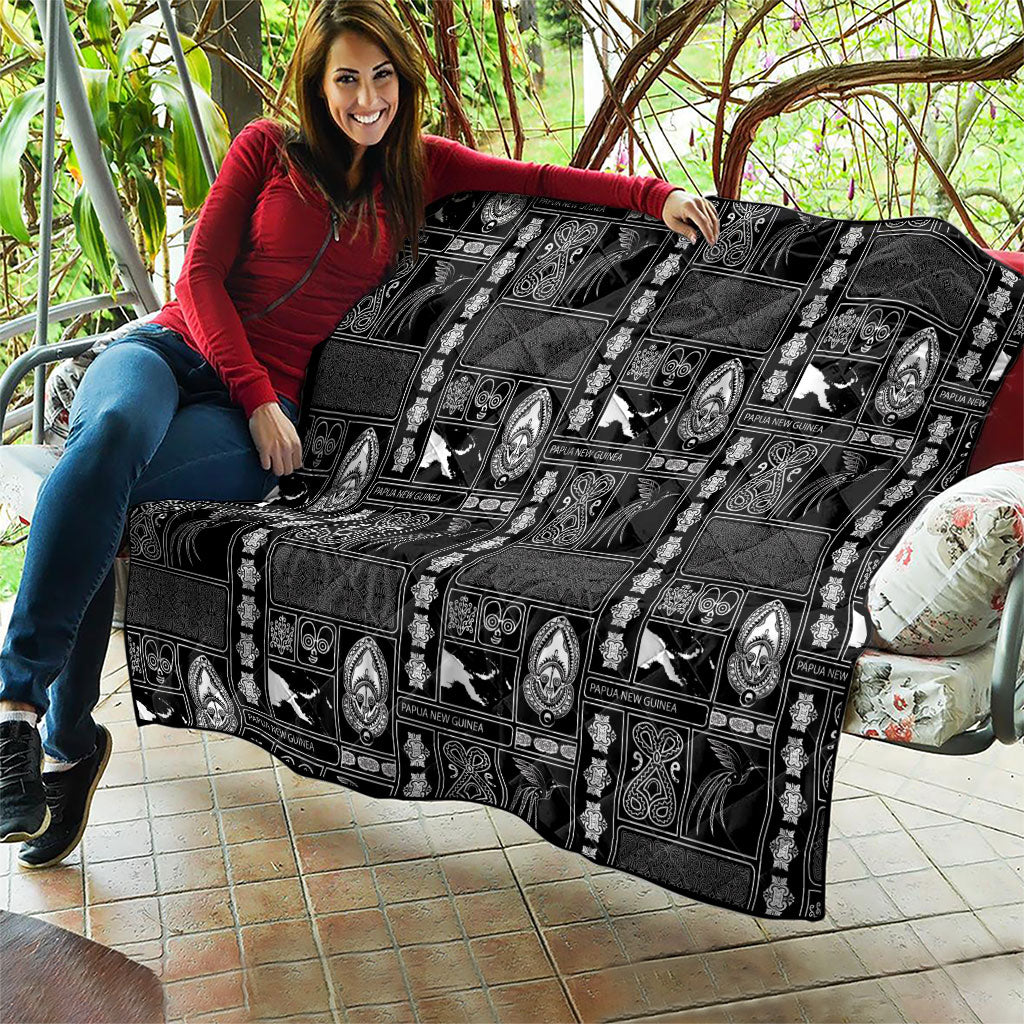 Papua New Guinea Heritage Motif Quilt Black Version LT05 - Polynesian Pride