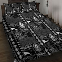 Papua New Guinea Heritage Motif Quilt Bed Set Black Version LT05 Black - Polynesian Pride