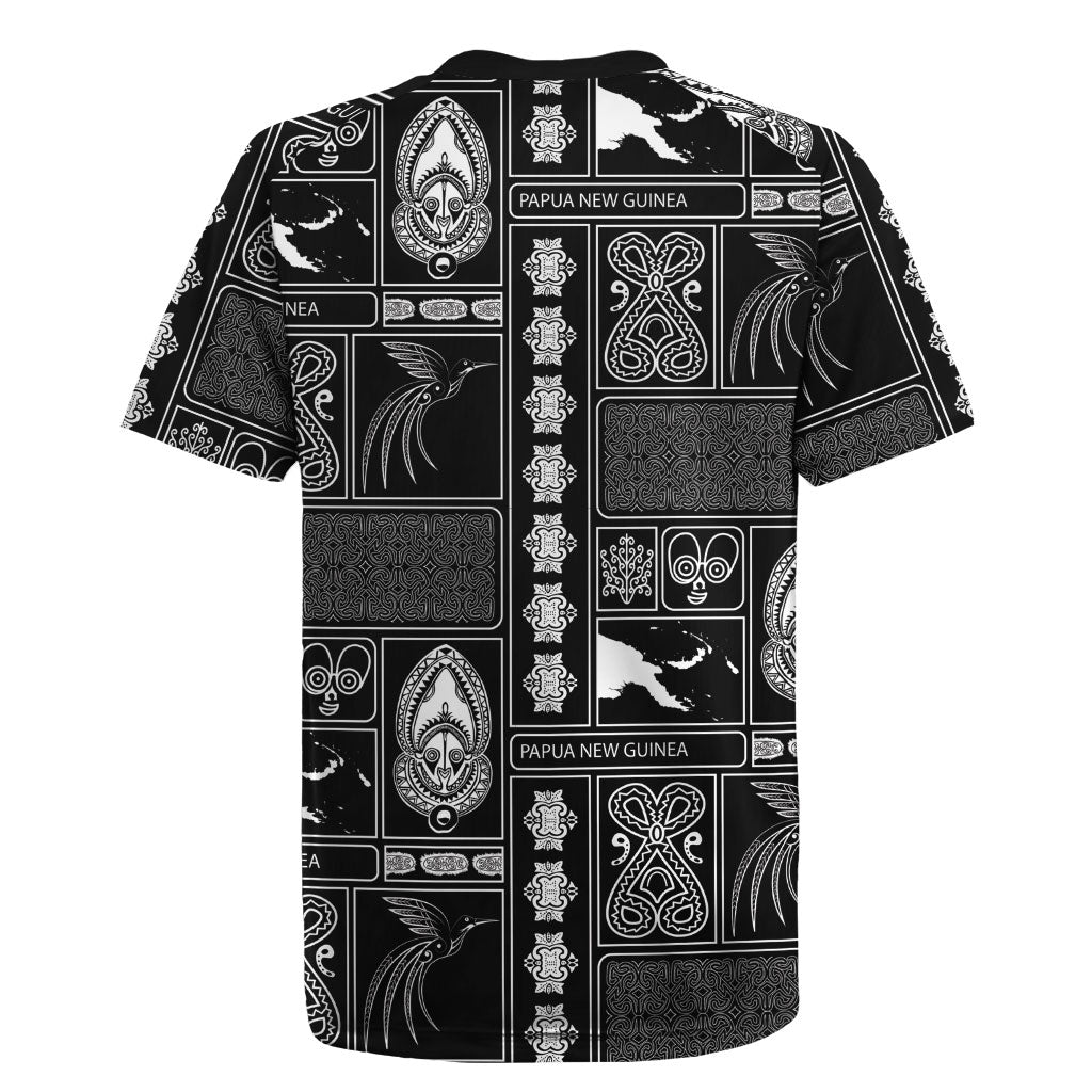 Papua New Guinea Heritage Motif Rugby Jersey Black Version LT05 - Polynesian Pride