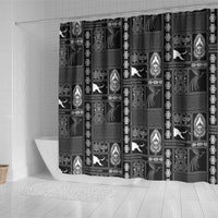 Papua New Guinea Heritage Motif Shower Curtain Black Version LT05 - Polynesian Pride