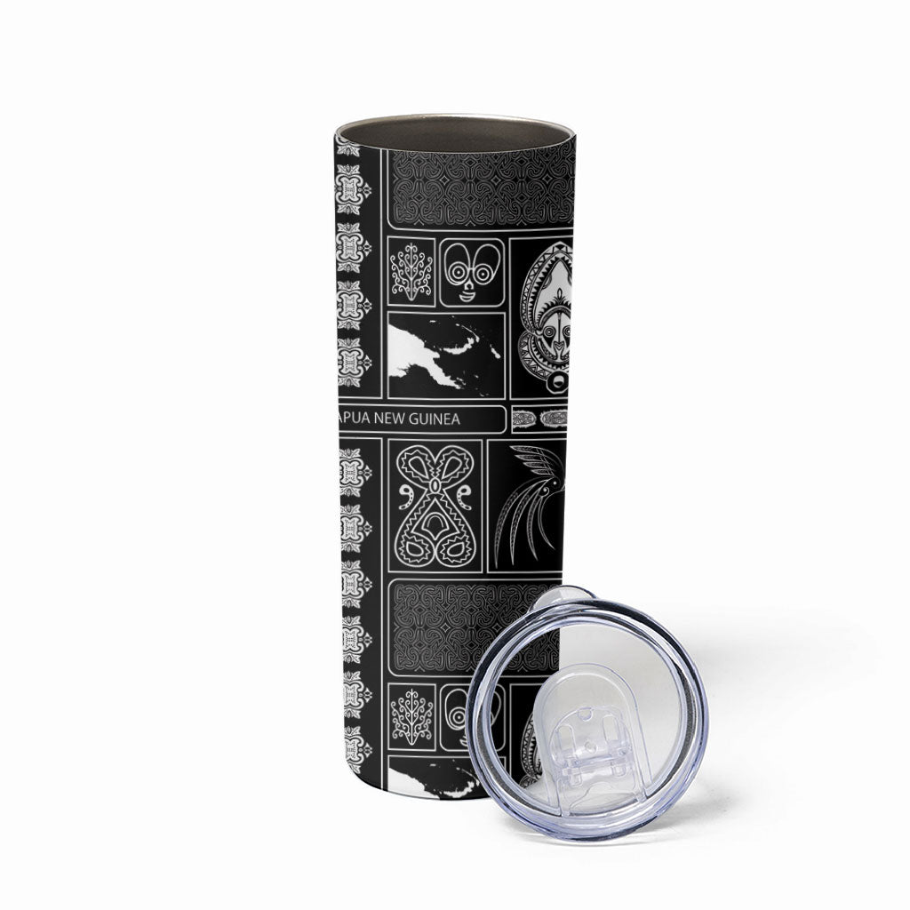 Papua New Guinea Heritage Motif Skinny Tumbler Black Version LT05 - Polynesian Pride