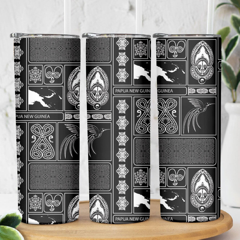 Papua New Guinea Heritage Motif Skinny Tumbler Black Version LT05 - Polynesian Pride
