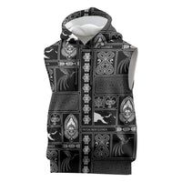 Papua New Guinea Heritage Motif Sleeveless Hoodie Black Version LT05 Black - Polynesian Pride