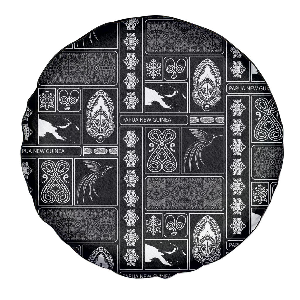 Papua New Guinea Heritage Motif Spare Tire Cover Black Version LT05 - Polynesian Pride