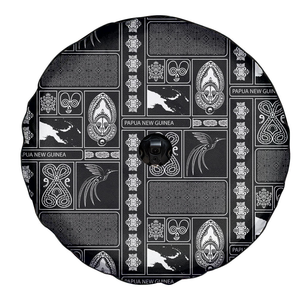 Papua New Guinea Heritage Motif Spare Tire Cover Black Version LT05 - Polynesian Pride