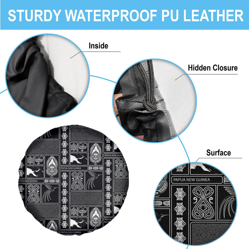 Papua New Guinea Heritage Motif Spare Tire Cover Black Version LT05 - Polynesian Pride