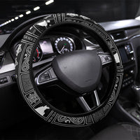 Papua New Guinea Heritage Motif Steering Wheel Cover Black Version LT05 Universal Fit Black - Polynesian Pride