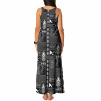 Papua New Guinea Heritage Motif Tank Maxi Dress Black Version LT05 - Polynesian Pride