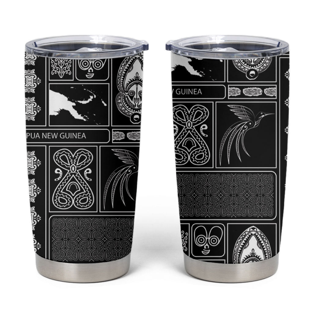 Papua New Guinea Heritage Motif Tumbler Cup Black Version LT05 Black - Polynesian Pride