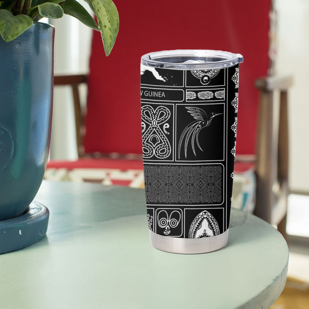 Papua New Guinea Heritage Motif Tumbler Cup Black Version LT05 - Polynesian Pride