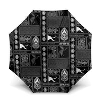 Papua New Guinea Heritage Motif Umbrella Black Version LT05 One Size Folded 11.42 inch Opened Diameter 37.4 inch Black - Polynesian Pride