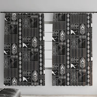Papua New Guinea Heritage Motif Window Curtain Black Version LT05 With Hooks Black - Polynesian Pride